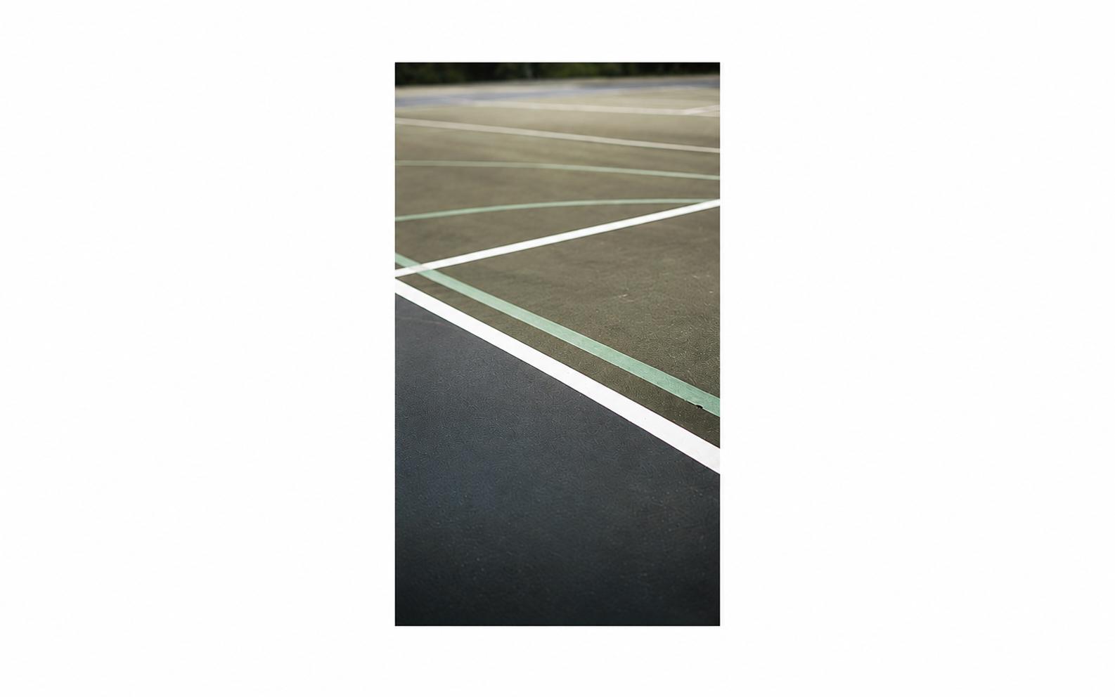 A section of a basketball court is seen